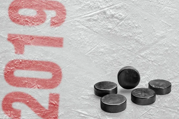 Hockey Puck Ice Arena Temporada 2019 Concepto Hockey Temporada — Foto de Stock