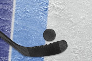 Buz hokeyi arenada Hokey aksesuarları. Kavram, hokey