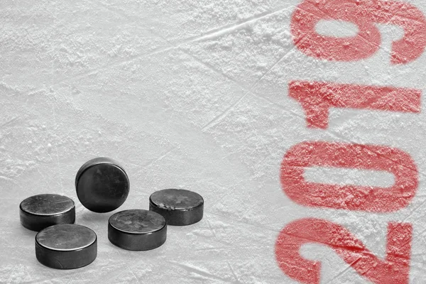 Hokejové Příslušenství Ice Areně Sezóna 2019 Koncepce Hokej Tapety — Stock fotografie