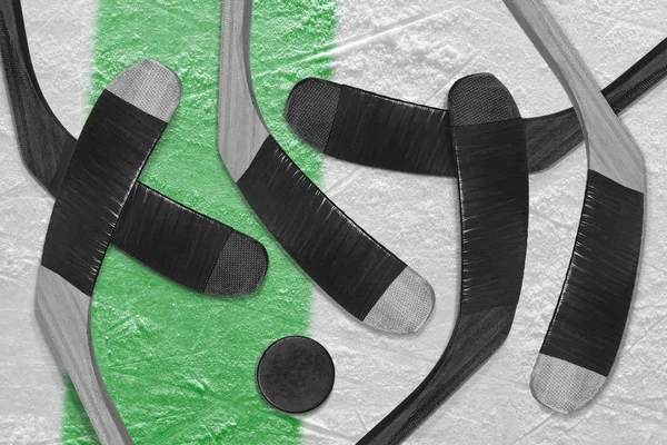 Toebehoren Van Het Hockey Het Ijs Arena Concept Hockey Behang — Stockfoto
