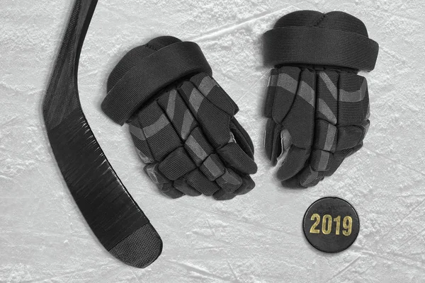 Accesorios de hockey sobre hielo arena de cerca —  Fotos de Stock