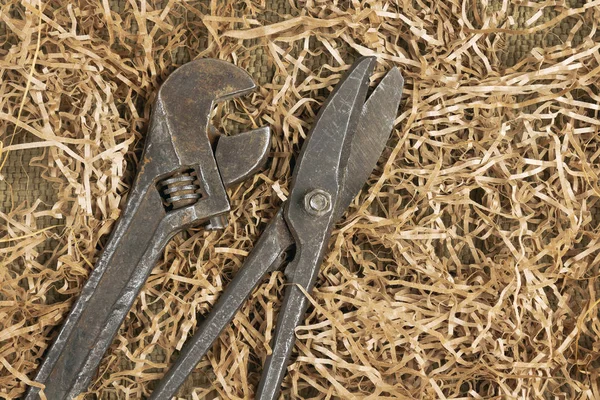 Een set tools van oude dicht omhoog — Stockfoto