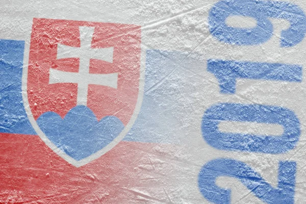 Bild der slowakischen Flagge auf der Eishockeyarena — Stockfoto