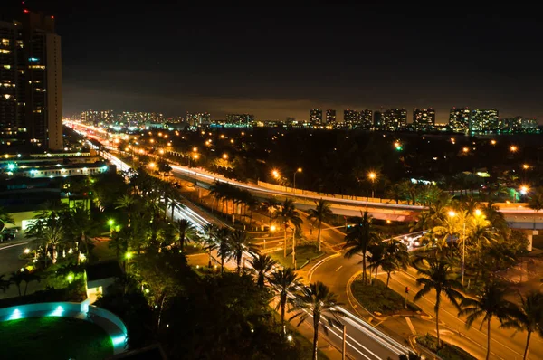 Vista Nocturna Miami Desde Aire — Foto de Stock