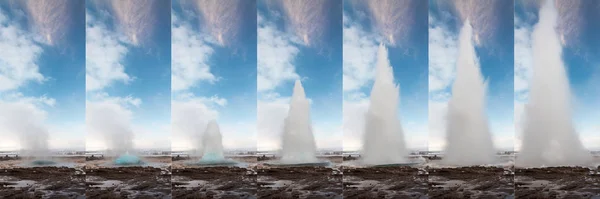 Progressieve Uitbarsting Van Strokkur Geysir — Stockfoto