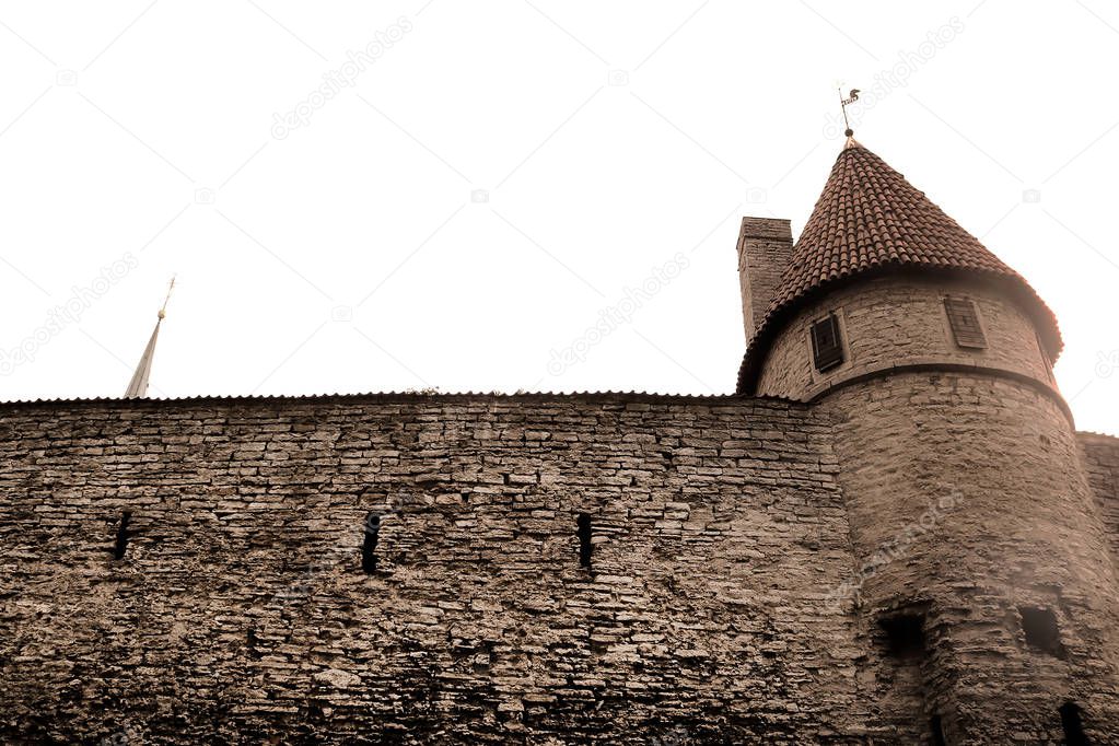 Walls of Tallinn fortress. The walls and the many gates are still largely extant today. This is one of the reasons that Tallinn's old town became a World Heritage Site