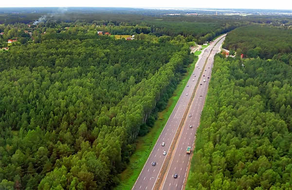 Vista Aérea Sobre Estrada Para Riga Verão Letónia — Fotografia de Stock