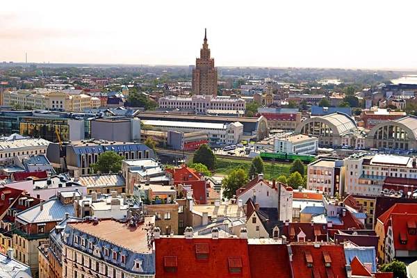 Blick Auf Gebäude Der Lettischen Akademie Der Wissenschaften Bahnhof Und — Stockfoto