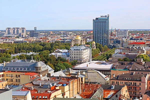 Riga Letland Augustus 2018 Het Uitzicht Riga Stad Vrijheidsmonument Geboorte — Stockfoto