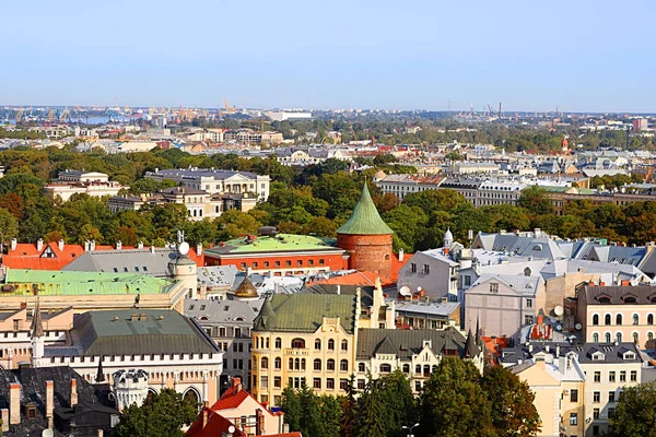 Vue Riga Tour Poudre Maison Chat Riga Lettonie — Photo