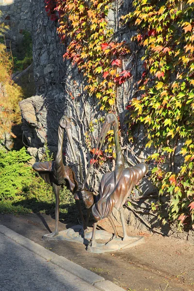 Statue Storks Buki Park Kyiv Region Ukraine — Stock Photo, Image