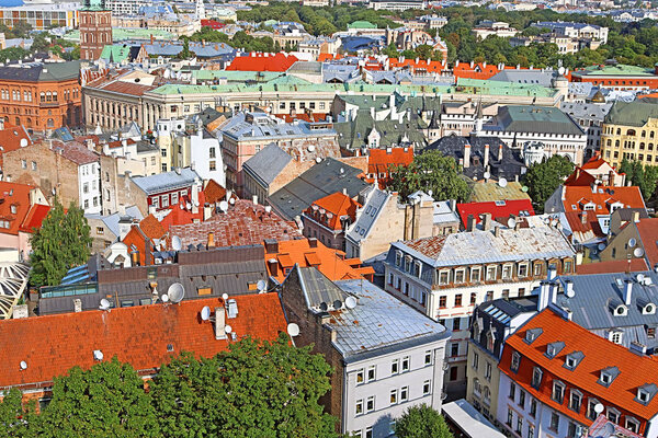 View of old town in Riga in a sunny day, Latvia