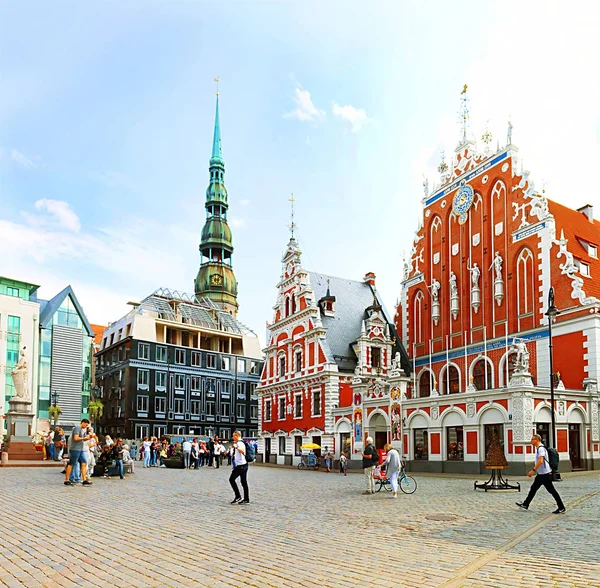 Riga Letonya Ağustos 2018 Siyah Nokta Eski Şehir Evi Orijinal — Stok fotoğraf