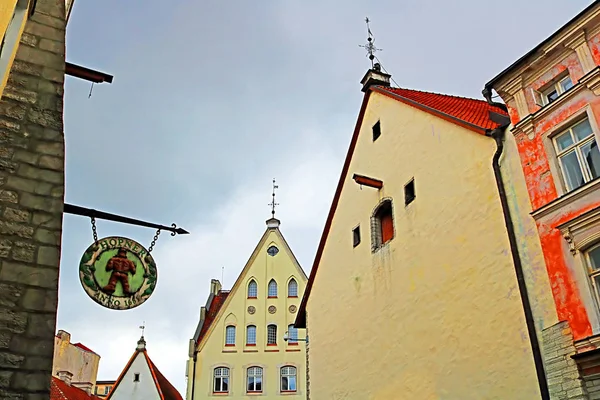 Tallinn Estland Augustus 2018 Hopner Restaurant Teken Oude Gebouwen Blauwe — Stockfoto