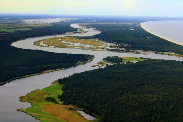 Rio Daugava Desagua Golfo Riga Mar Báltico Perto Riga Letónia — Fotografia de Stock
