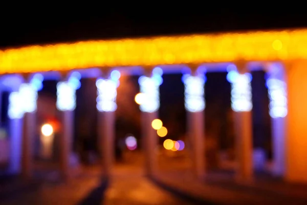 Bokeh Wejście Parku Gorkyi Nowego Roku Dekoracje Winnicy Ukraina — Zdjęcie stockowe