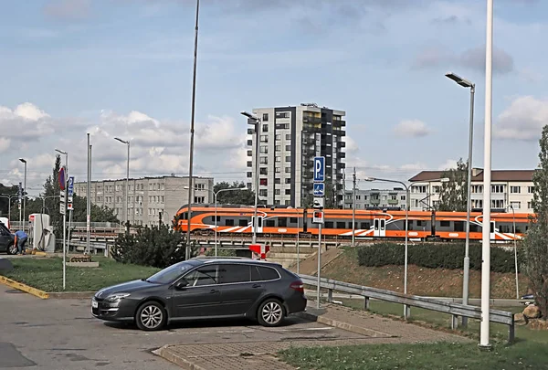 Tallinn Estonya Ağustos 2018 Elron Şirket Tarafından Bölgesel Tren Turuncu — Stok fotoğraf