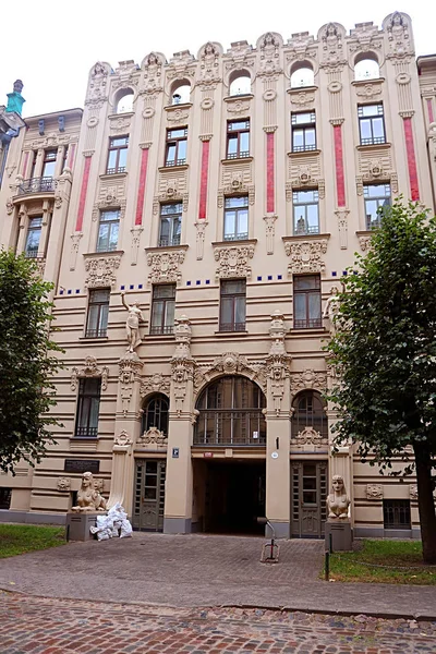 Jugendstilarchitektur Einer Hausfassade Riga Lettland — Stockfoto