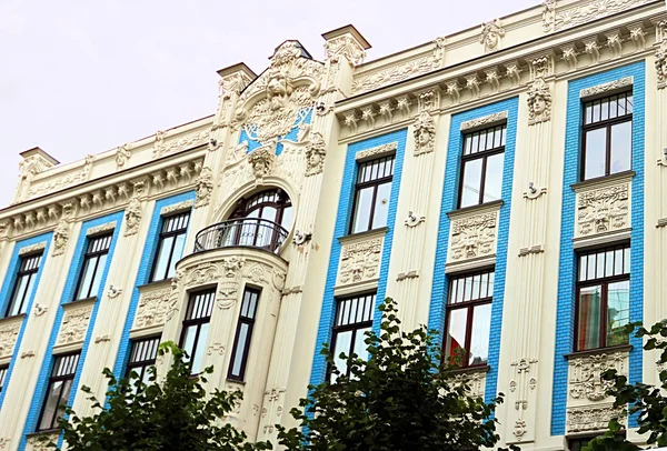 Arquitectura Art Nouveau Una Fachada Edificio Riga Letonia — Foto de Stock