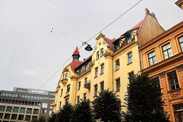 Szecessziós Építészet Egy Épület Homlokzatán Riga Lettország — Stock Fotó