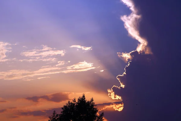 Luzes Bonitas Céu Pôr Sol — Fotografia de Stock