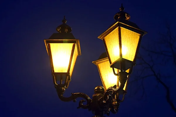 Poteau Lampe Treet Nuit — Photo