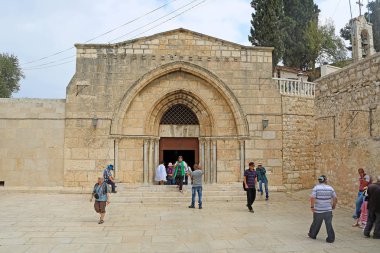 Jerusalem, İsrail - 20 Eylül 2017: Mezar, Saint Ana Kilisesi, ayrıca bakire Meryem, bir Hıristiyan mezar Kidron Vadisi'nde Zeytin Dağı'nın eteklerinde Türbesi
