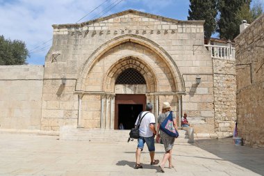Jerusalem, İsrail - 20 Eylül 2017: Mezar, Saint Ana Kilisesi, ayrıca bakire Meryem, bir Hıristiyan mezar Kidron Vadisi'nde Zeytin Dağı'nın eteklerinde Türbesi