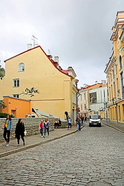 Tallin Estonia Sierpień 2018 Widoku Budynków Przy Ulicy Nunne — Zdjęcie stockowe