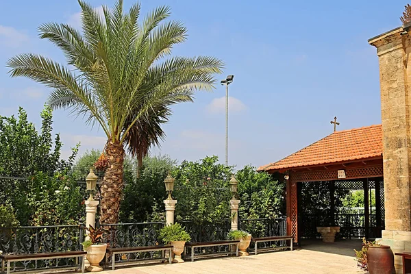 Palma Cenador Patio Iglesia Ortodoxa Griega Boda Caná Galilea Kfar —  Fotos de Stock