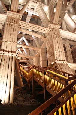 İle odasında Wieliczka, ahşap üst katta benim, Krakow, Polonya yakınındaki Wieliczka Tuz