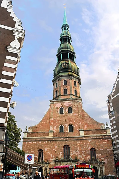 Riga Lettland Augusti 2018 Church Peter Peter Church Petrikirche Symbolerna — Stockfoto
