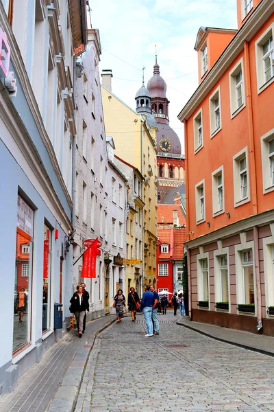 Riga Letland Augustl 2018 Uitzicht Vanaf Kramu Street Naar Oude — Stockfoto