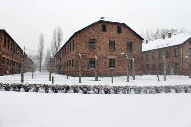 Auschwitz toplama kampında bir ağ inşa ve Krakow, Polonya yakınındaki İkinci Dünya Savaşı sırasında işgal altındaki Polonya'da Nazi Almanyası tarafından işletilen toplama ve imha kampları yapıldı.