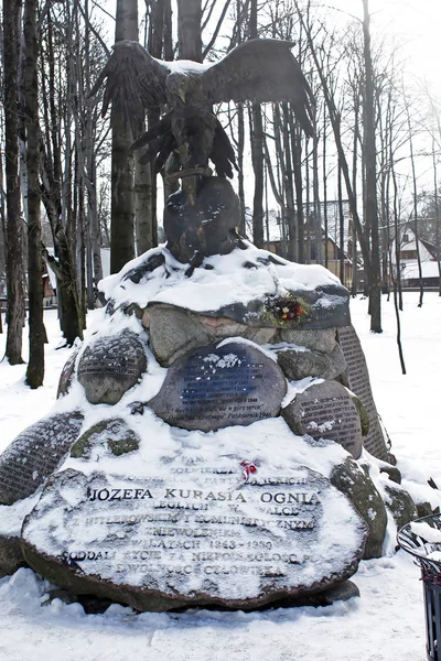Zakopane Poland January 2011 Monument Jozef Kurasia Lieutenant Polish Army — Stock Photo, Image