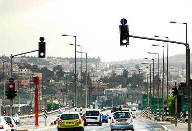 İsrail - 21 Eylül 2017: Sabah İsrail yol görünümünü