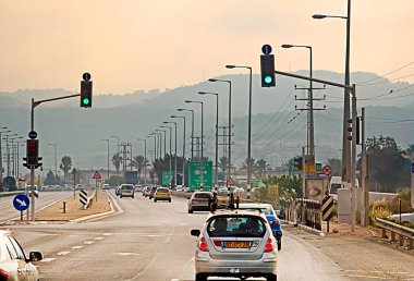 İsrail - 21 Eylül 2017: Sabah İsrail yol görünümünü