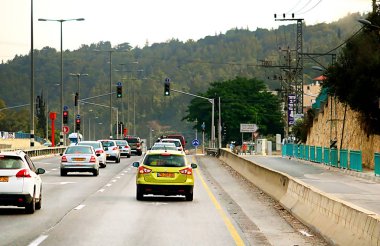 İsrail - 21 Eylül 2017: Sabah İsrail yol görünümünü