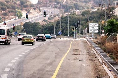 İsrail - 21 Eylül 2017: Sabah İsrail yol görünümünü