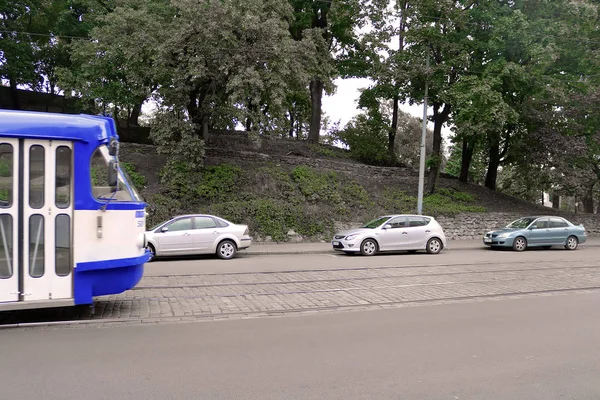 Riga Lettland August 2018 Blick Auf Die Alte Straßenbahn Der — Stockfoto