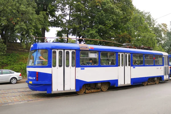 Riga Letonia Agosto 2018 Vista Del Tranvía Antiguo Casco Antiguo —  Fotos de Stock