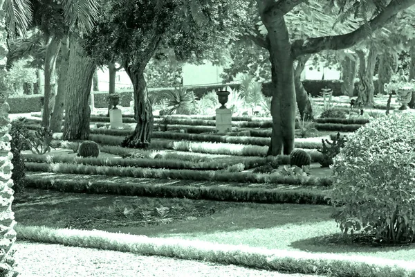 Сады Бахаи в Акри (Акко), Хайфа, Израиль. Фильтр применяется — стоковое фото