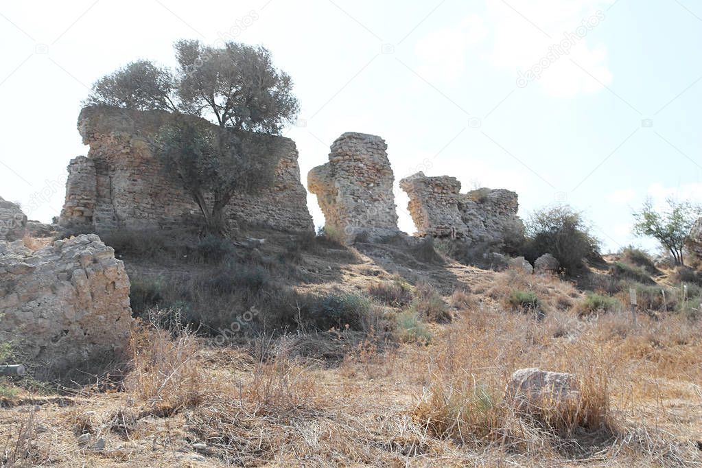 Ruins of wall in the park, Ashkelon, Israel