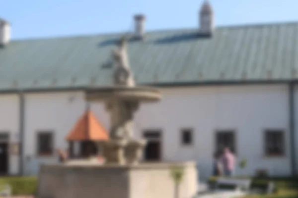 Cour floue du château médiéval de Cerveny Kamen (ville rouge) près du village de Casta, Slovaquie. L'image peut être utilisée comme arrière-plan. Place pour le texte — Photo
