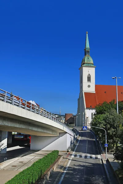 View of St. Martin Cathedral, Bratislava, Slovakia. Three-nave Gothic cathedral is built on the site of a previous, Romanesque church
