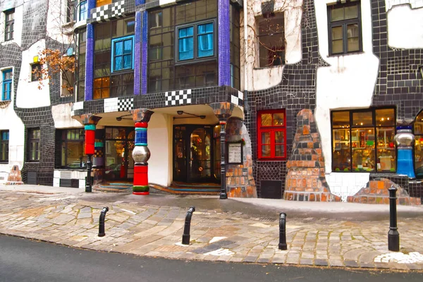 Wien Österreich Dezember 2007 Hundertwasserhaus Oder Hundertwasserhaus Ist Wohnhaus Idee — Stockfoto