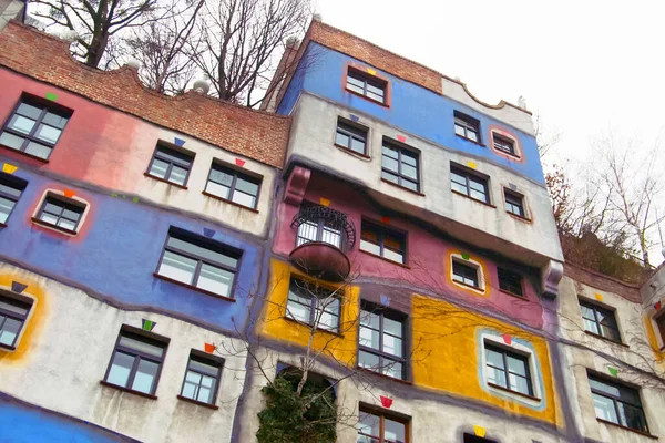 Viena Áustria Dezembro 2007 Hundertwasser House Hundertwasserhaus Casa Apartamento Ideia — Fotografia de Stock