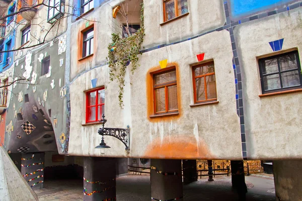 Wien Österreich Dezember 2007 Hundertwasserhaus Oder Hundertwasserhaus Ist Wohnhaus Idee — Stockfoto