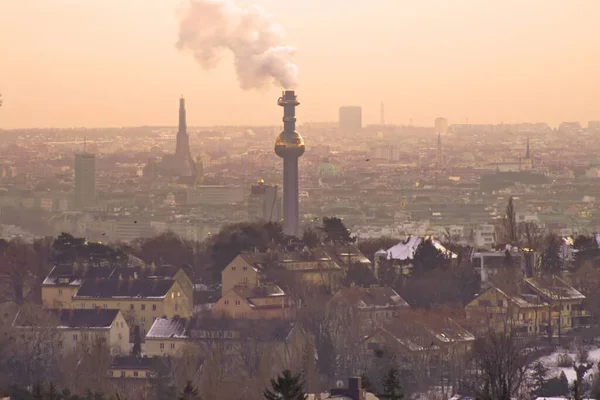 View Vienna Evening Winter Austria Waste Recycling Plant Pipe Centre — Stock Photo, Image