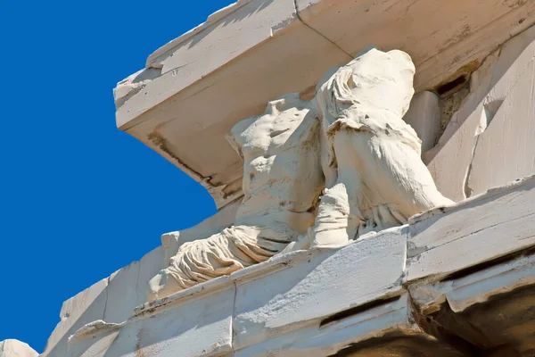 Estatuas Parte Superior Del Templo Del Partenón Atenas Grecia —  Fotos de Stock